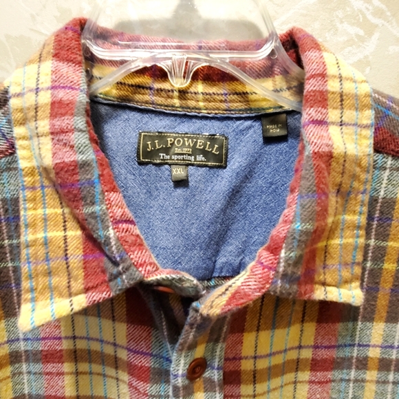 JL Powell The Sporting Life Brown/Tan/Rust Flannel LS Shirt XXL - Picture 2 of 5